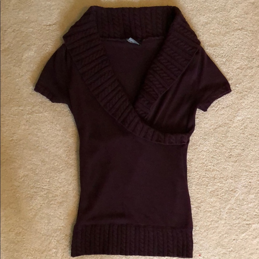 BCBG Collared Deep V-neck sweater